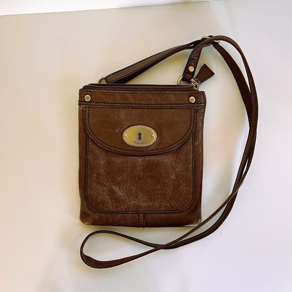 Fossil Brown Leather Crossbody - Picture 1 of 2